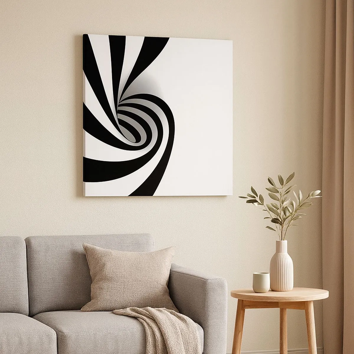 Canvastavla - Bild på duk - Roterande svart-vit - 30x30 cm