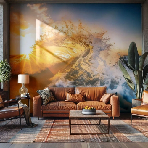 Fototapet Premium Sand - Lek i sanden - Vinka, Hav, Vatten - 100x70 cm