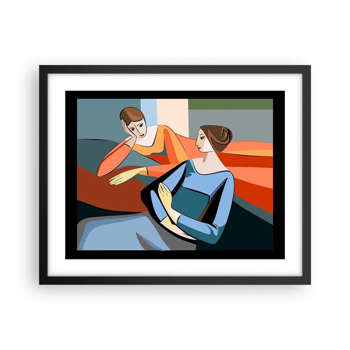 Affisch i svart ram - Ett ögonblick av förtrolighet - 50x40 cm