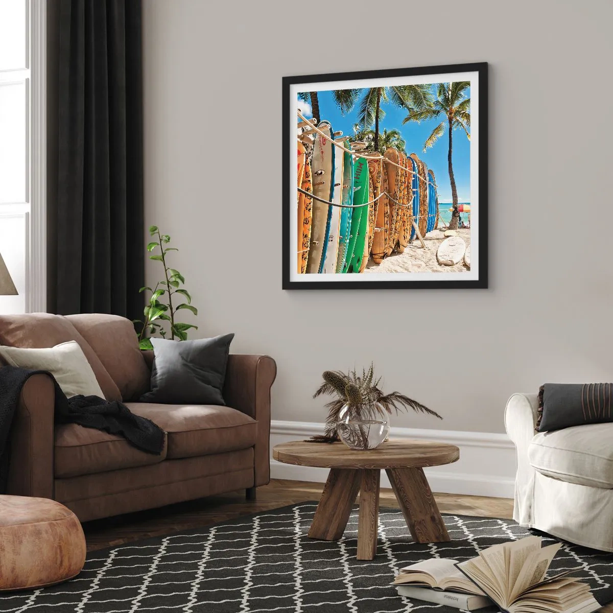 Affisch i svart ram - Solig lek - 40x40 cm