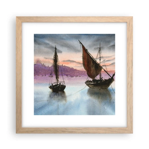 Affisch i ram av ljusek - Kväll i hamnen - 30x30 cm