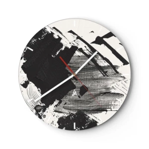 Väggklocka - Klocka på glas - Abstraktion - uttrycket av svart - 40x40 cm