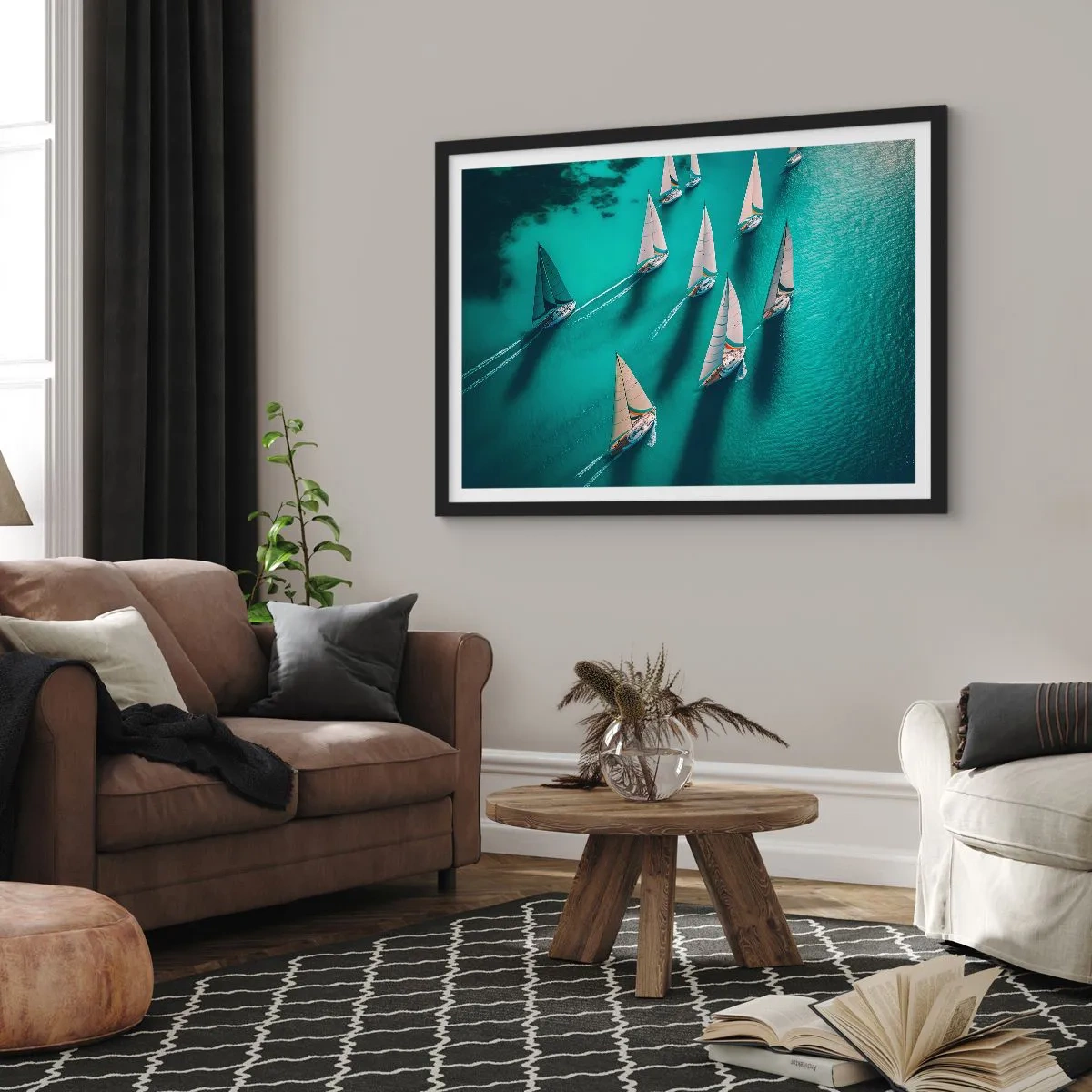 Affisch i svart ram - Tävla med vinden - 70x50 cm