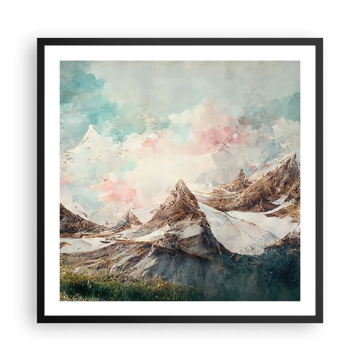 Affisch i svart ram - Steniga blad - 60x60 cm