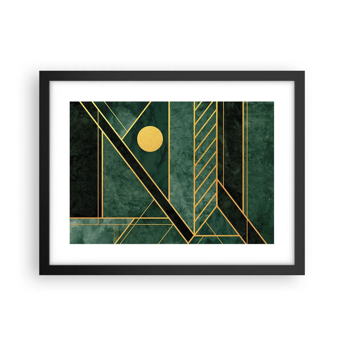 Affisch i svart ram - Dynamik av guld och azurblå - 40x30 cm