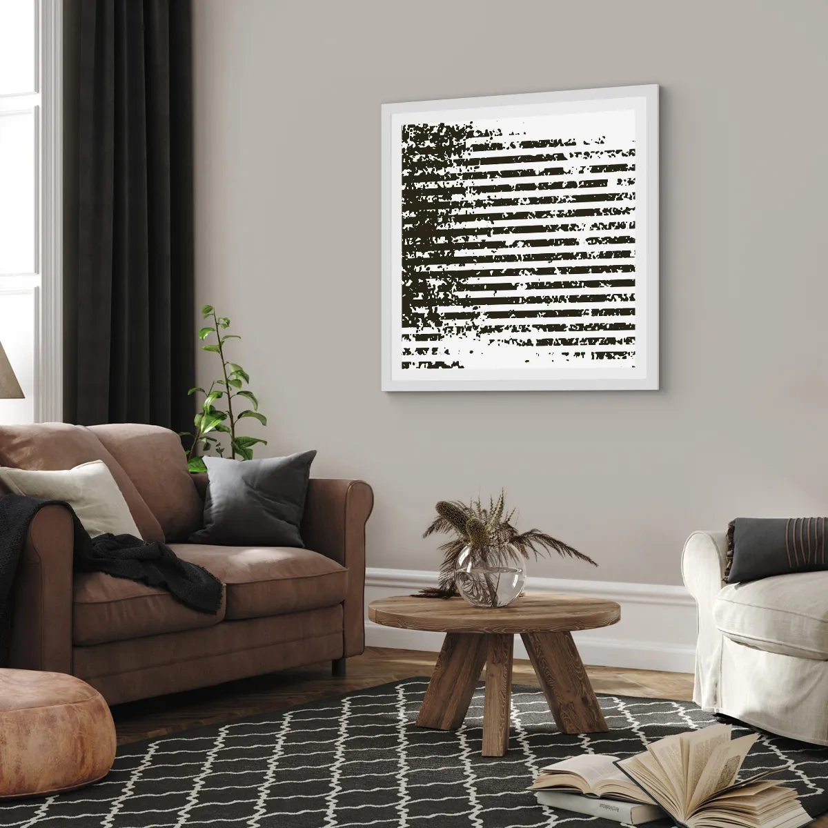 Affisch i vit ram - Rytm och brus - 60x60 cm