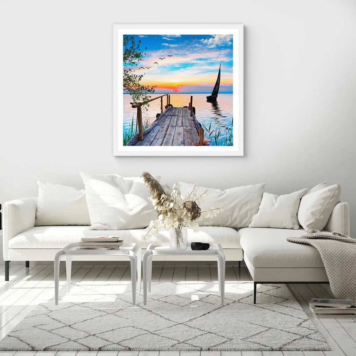 Affisch i vit ram - God kväll - 40x40 cm