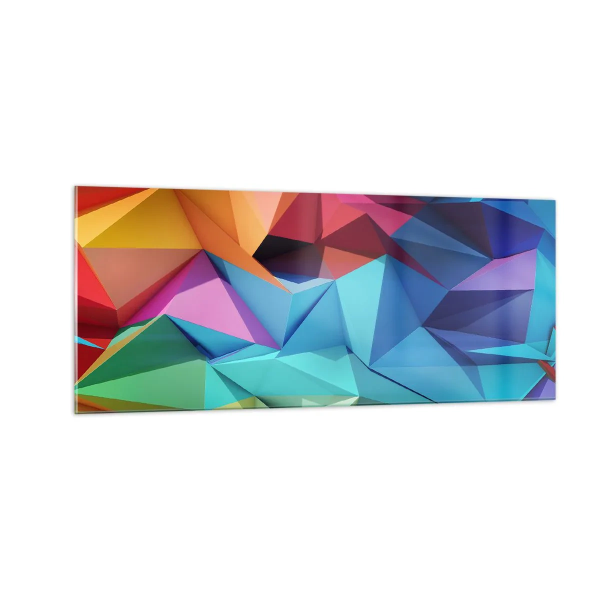 Glastavla - Bild på glas - Regnbågsorigami - 100x40 cm