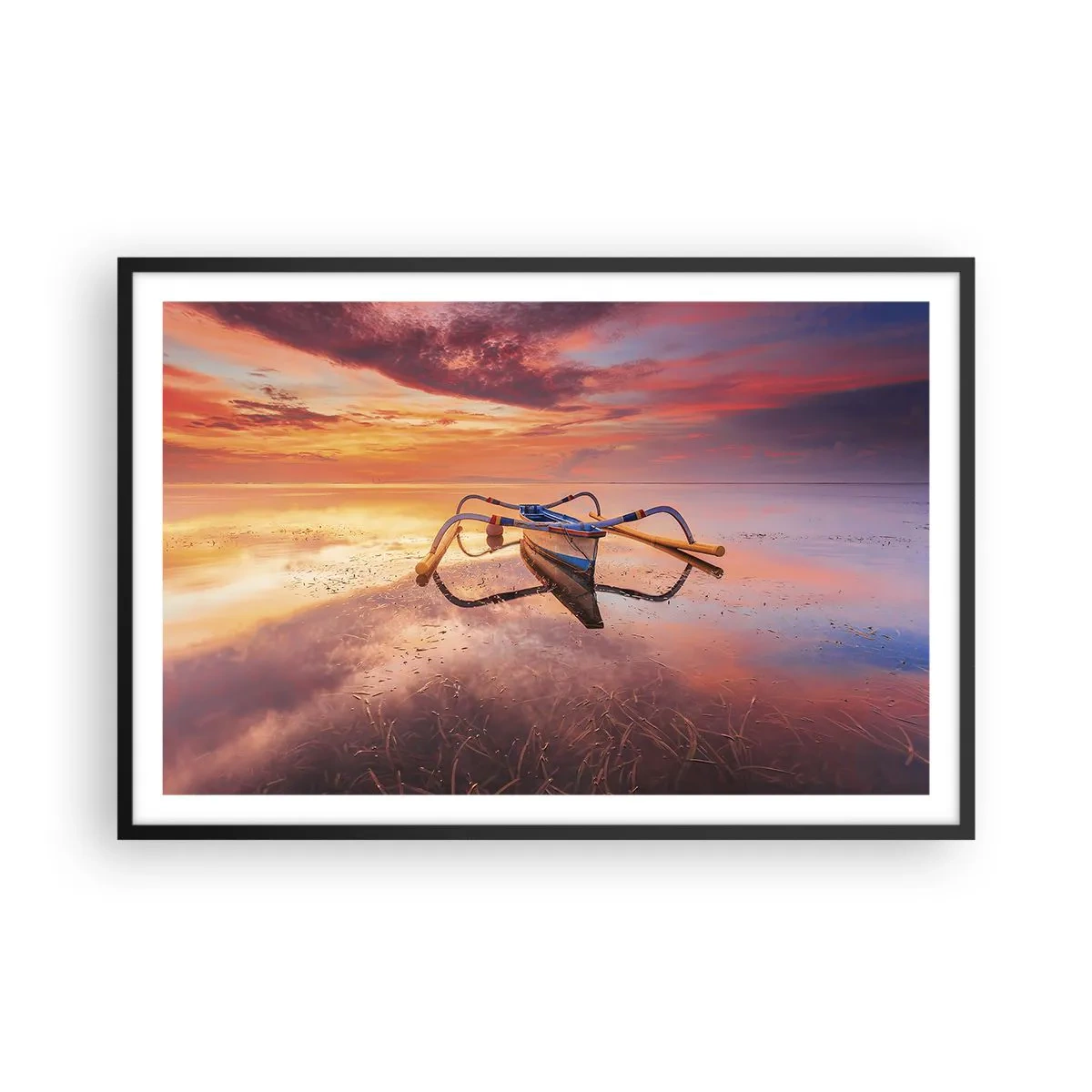 Affisch i svart ram - Tropiska kvällens lugn - 91x61 cm