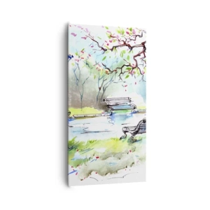 Canvastavla - Bild på duk - Parktystnadens charm - 65x120 cm