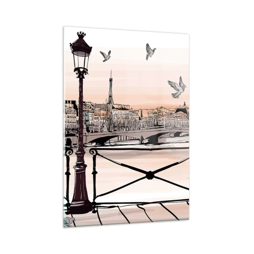 Glastavla - Bild på glas - Över Paris tak - 50x70 cm