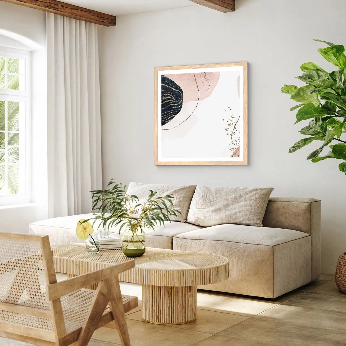 Affisch i ram av ljusek - Allt flyter - 40x40 cm