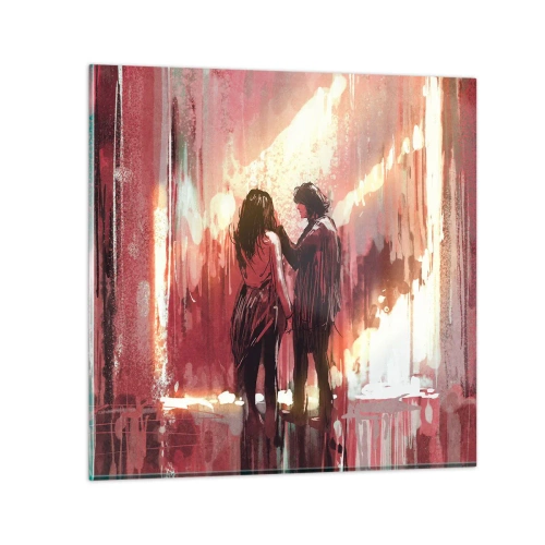 Glastavla - Bild på glas - Kärlekens eviga spektakel - 50x50 cm