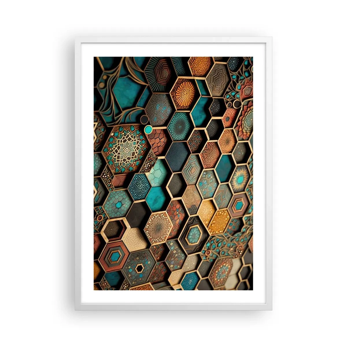Affisch i vit ram - Arabiska ornament - en variation - 50x70 cm