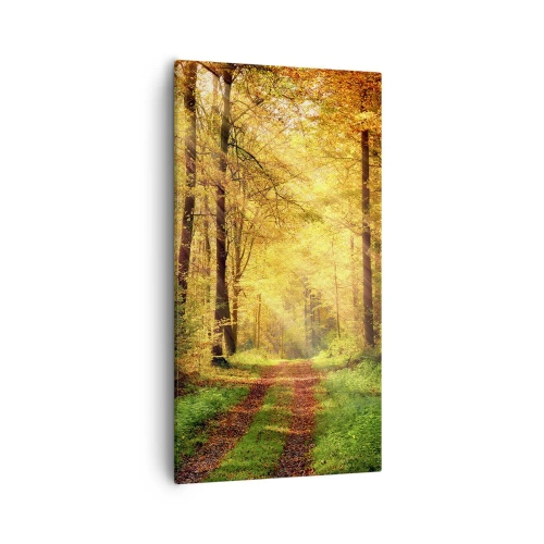 Canvastavla - Bild på duk - Skogsguld tystnad - 55x100 cm