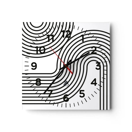 Väggklocka - Klocka på glas - På en kurva - 40x40 cm