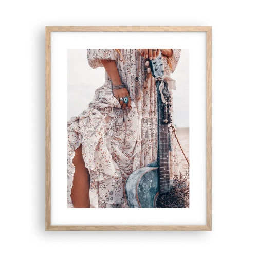 Affisch i ram av ljusek - Flower power på väg - 40x50 cm