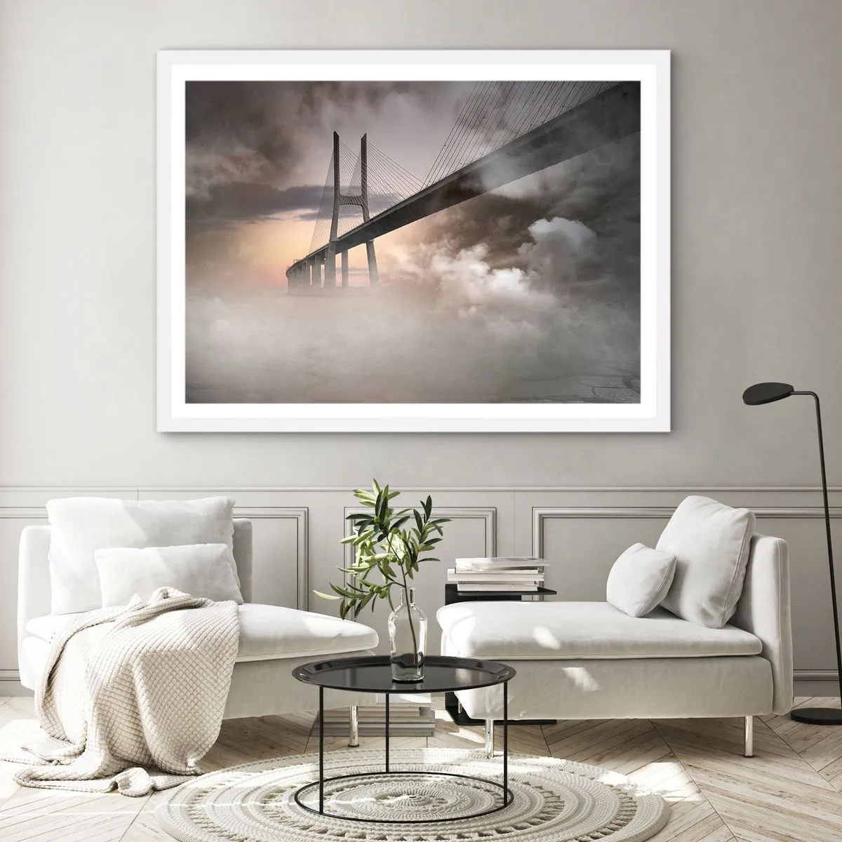 Affisch i vit ram - Vid en flod som inte finns - 100x70 cm