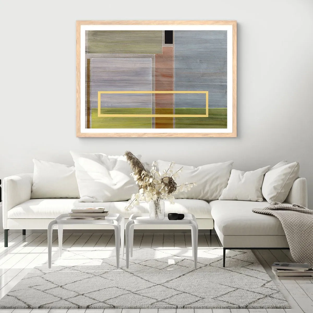 Affisch i ram av ljusek - Rakt och lugnt - 70x50 cm