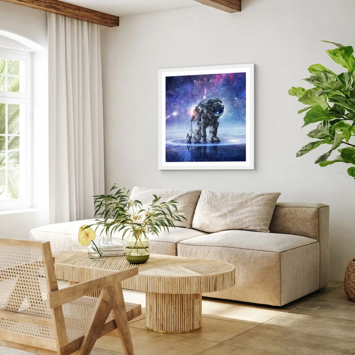 Affisch i vit ram - Stjärnig himmel över mig - 50x50 cm