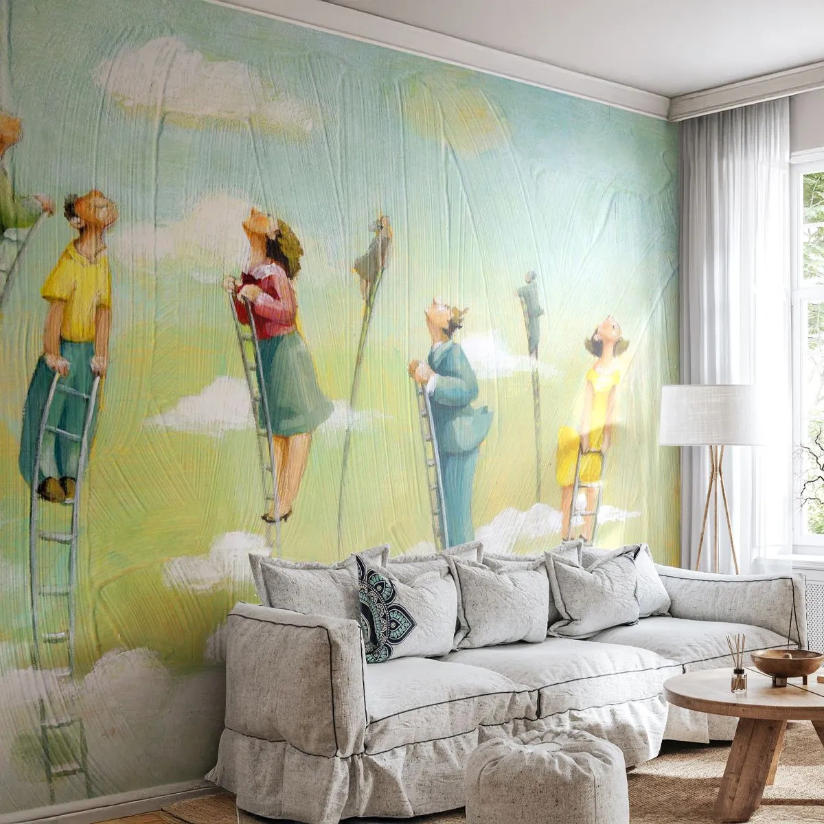 Självhäftande Fototapet Deluxe Sticker - Efter din dröm - Abstraktion, Moln, människor - 250x175 cm