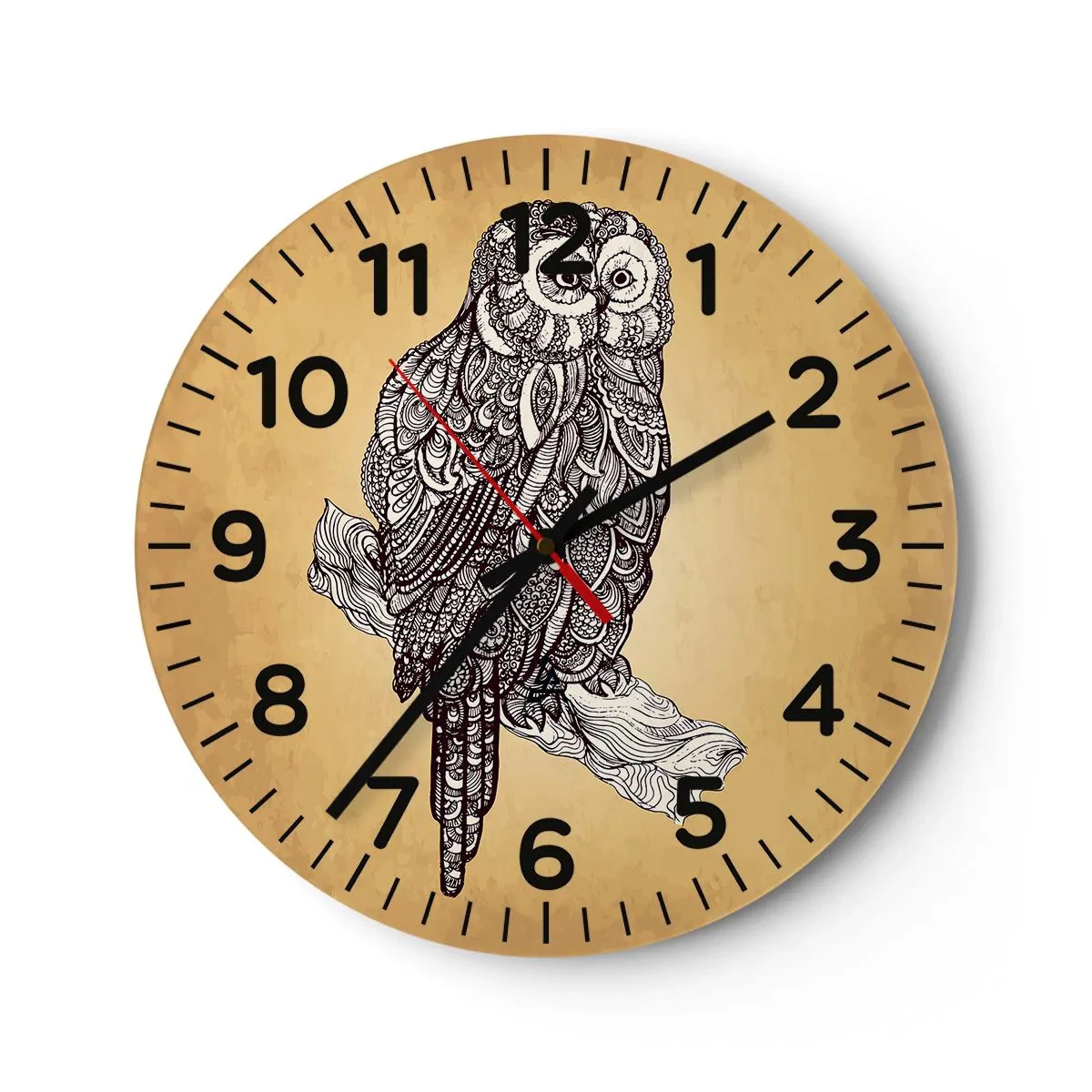 Väggklocka - Klocka på glas - Invecklade ornament av visdom - 40x40 cm