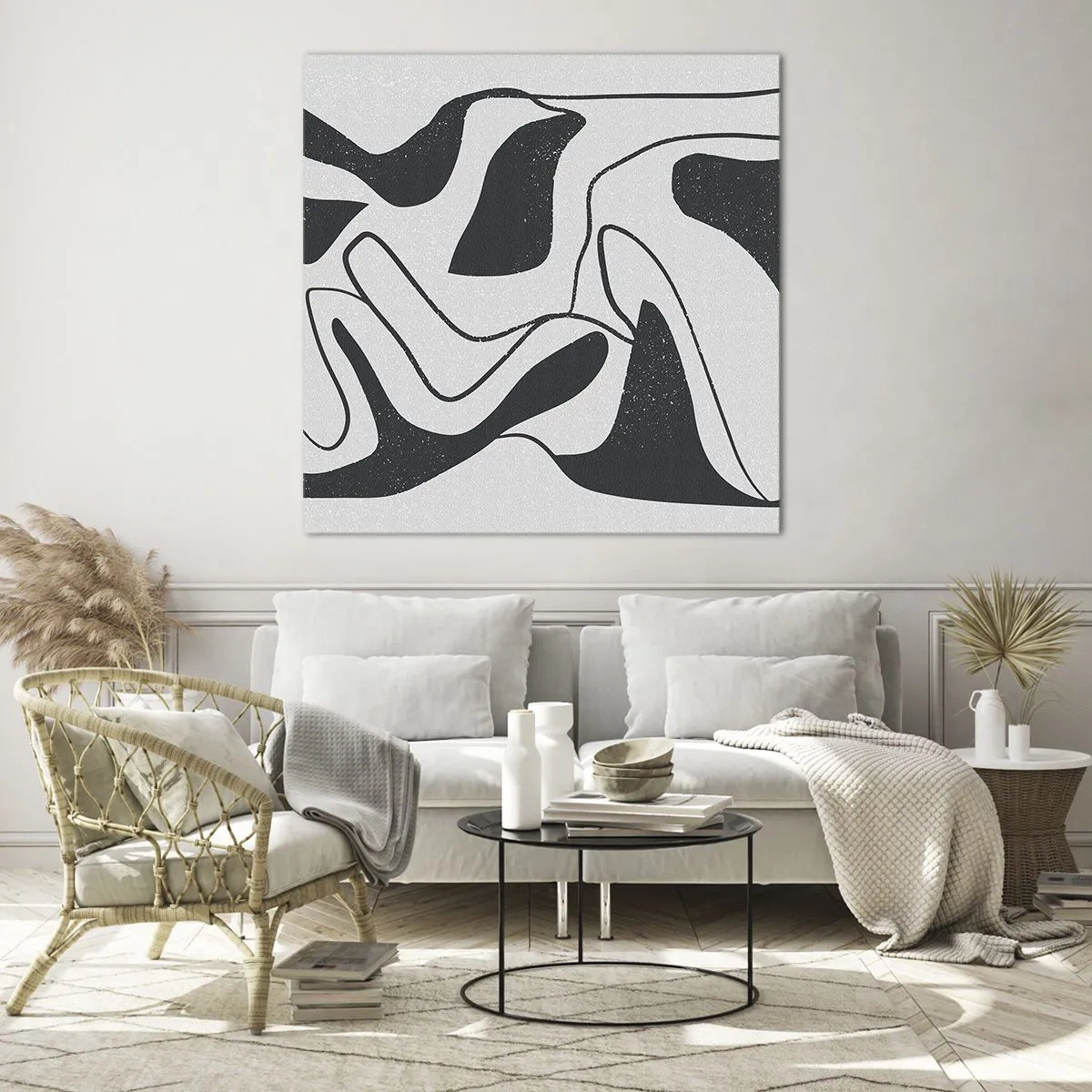 Glastavla - Bild på glas - Abstrakt lek i en labyrint - 40x40 cm