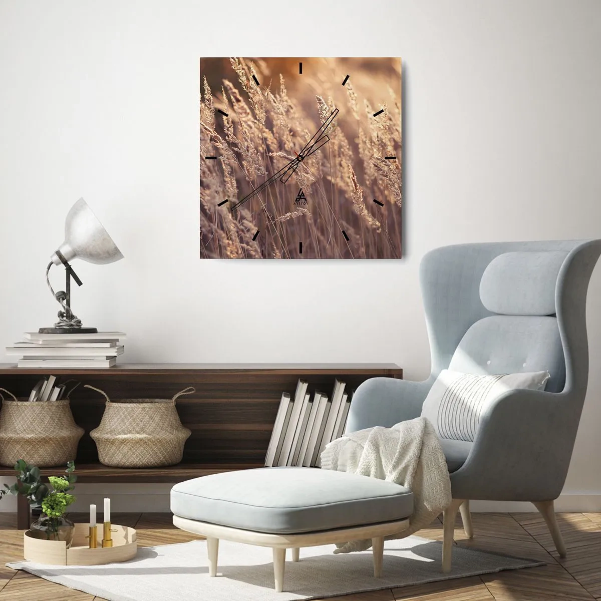 Väggklocka - Klocka på glas - Redo att välkomna hösten - 40x40 cm