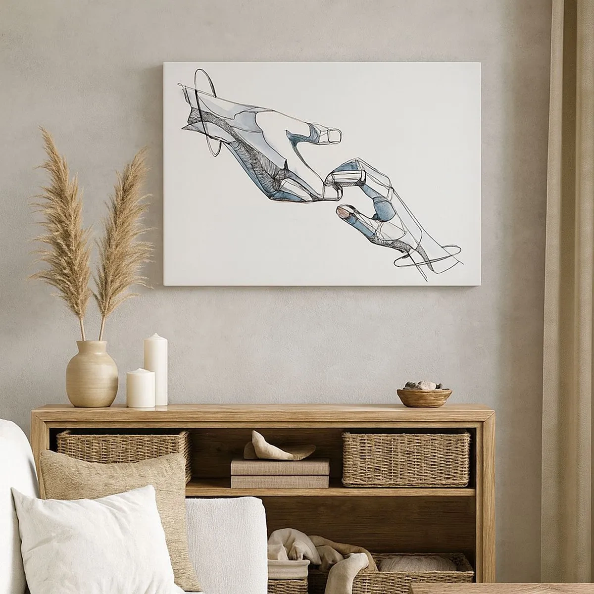 Canvastavla - Bild på duk - Konstnärlig representation av en hand i minimalistisk och geometrisk form - 70x50cm - God gest - Modern väggdekoration för vardagsrum och sovrum ARTTOR