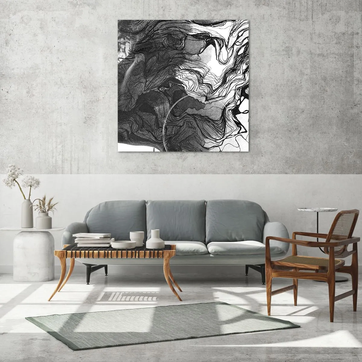 Glastavla - Bild på glas - Tilltrasslad i drömmarna - 70x70 cm