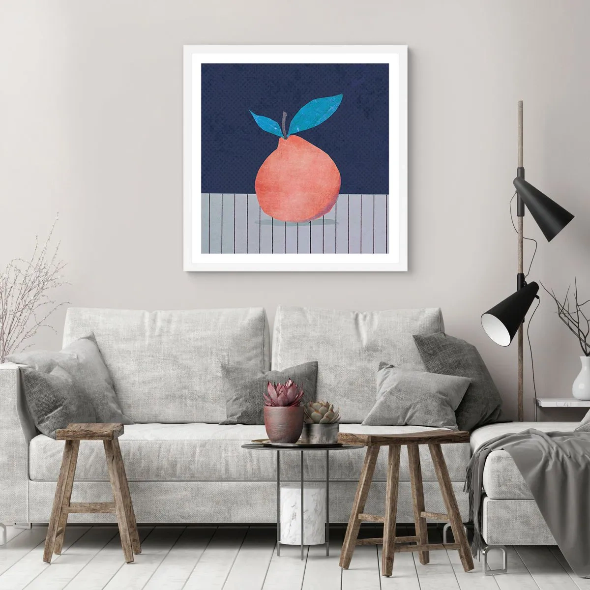 Affisch i vit ram - Konvexitet och planhet - 50x50 cm