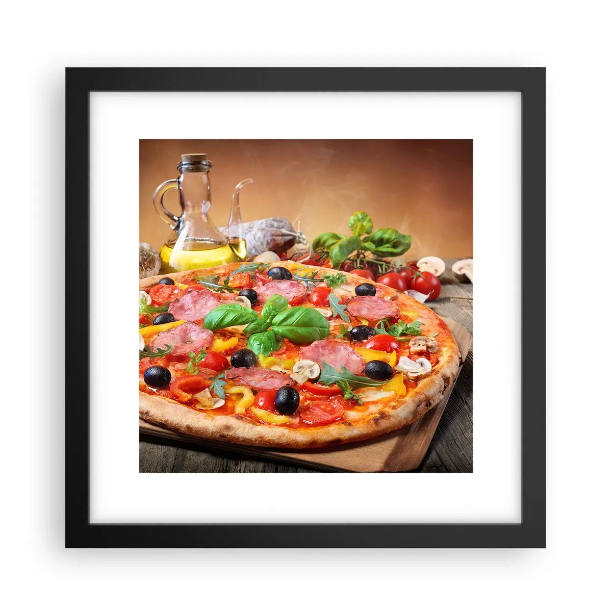 Affisch i svart ram - Med riktig italiensk smak - 30x30 cm