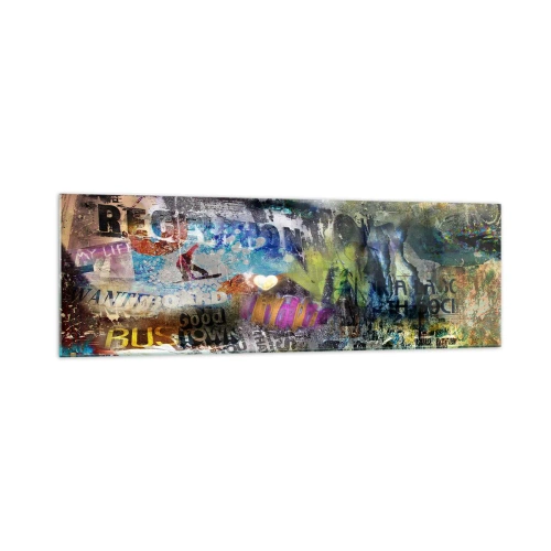 Glastavla - Bild på glas - Collage med minnen - 160x50 cm