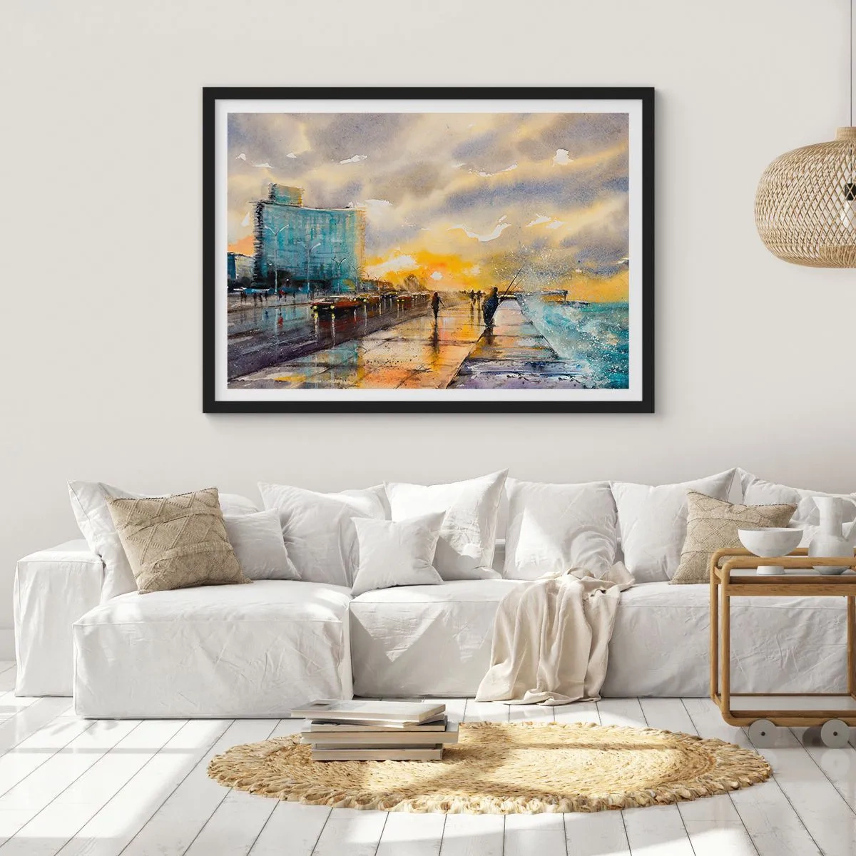 Affisch i svart ram - Livet på stranden - 70x50 cm