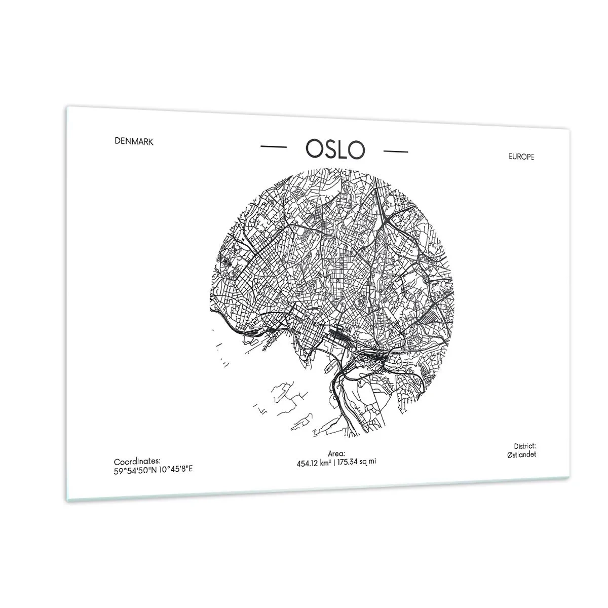 Glastavla - Bild på glas - Oslos anatomi - 120x80 cm