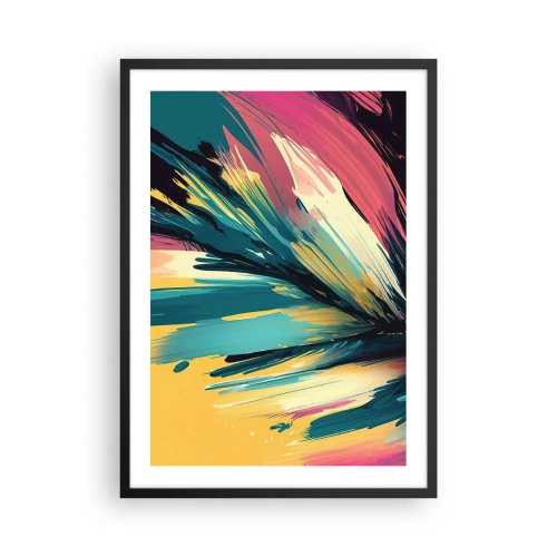 Affisch i svart ram - En abstrakt explosion av färger i ett dynamiskt arrangemang - 50x70cm - Komposition - en explosion av glädje - Modern väggdekoration för vardagsrum och sovrum ARTTOR