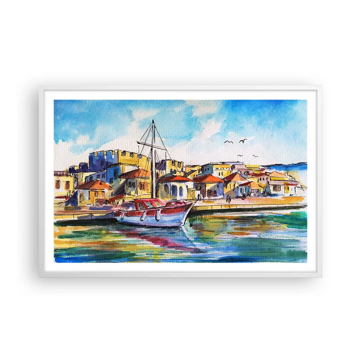 Affisch i vit ram - Regnbågseftermiddag - 91x61 cm