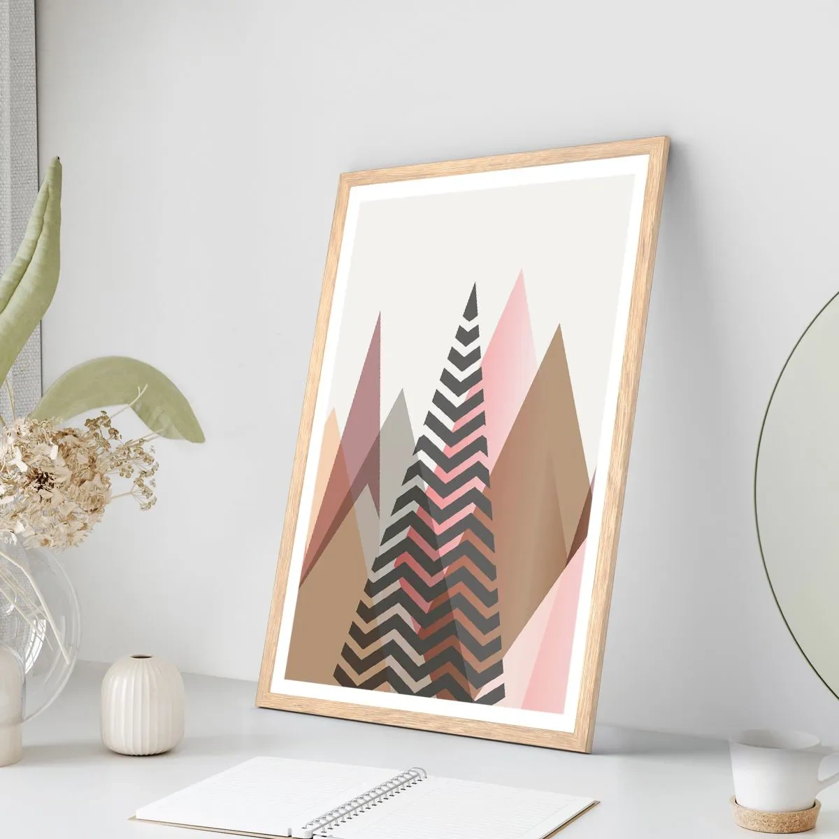 Affisch i ram av ljusek - Utsikt över pyramider - 70x100 cm