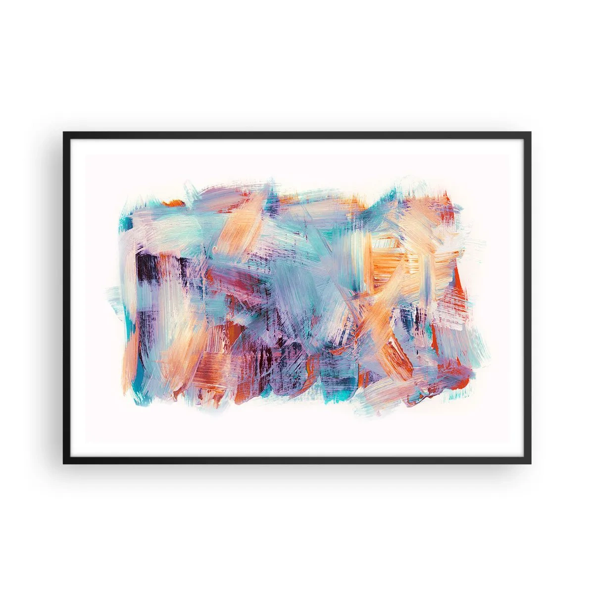 Affisch i svart ram - Färgglad röra - 100x70 cm