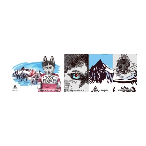 Provbit av självhäftande fototapet Deluxe Sticker - Varg i fårskinn - Abstraktion, Varg, För barn - 100x30 cm