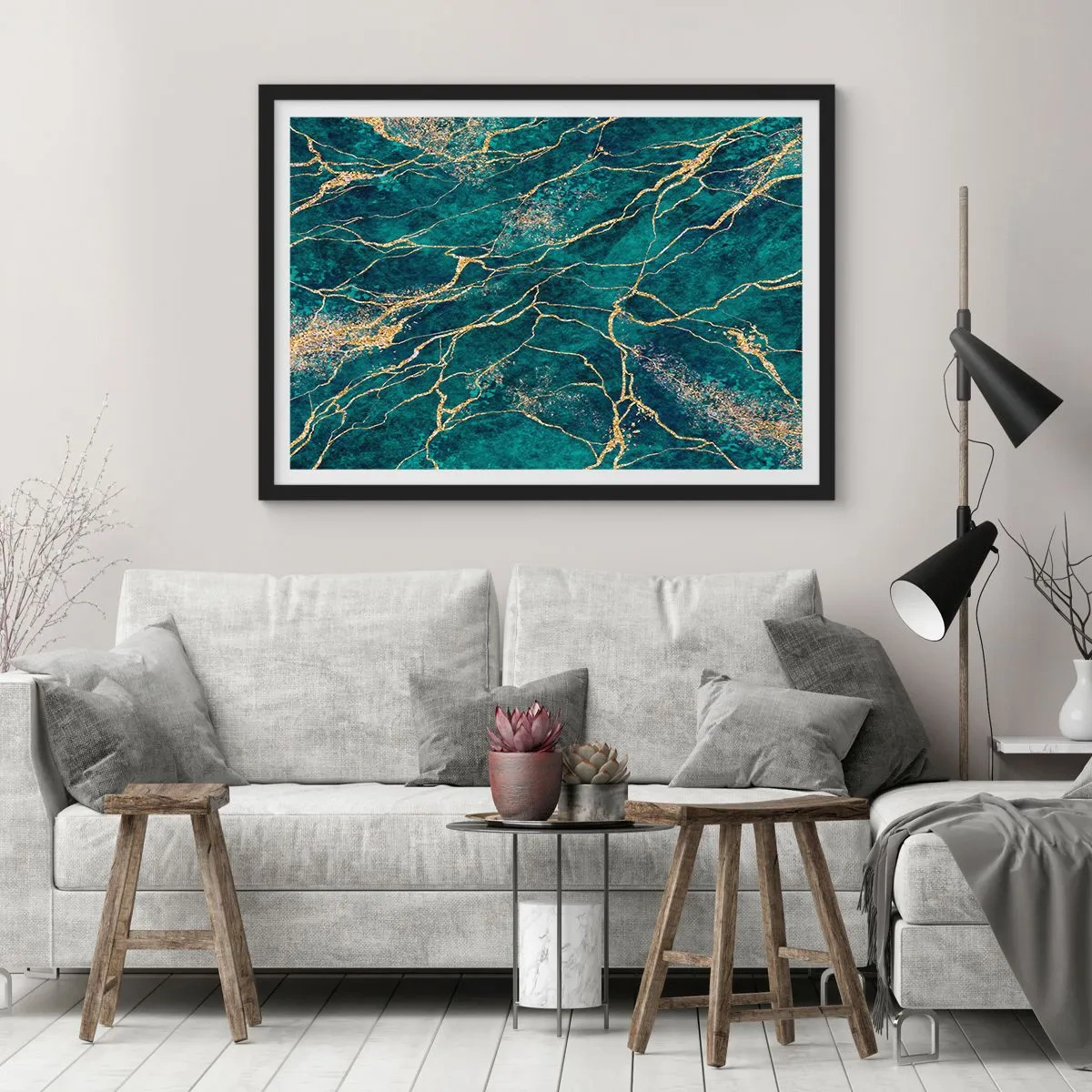 Affisch i svart ram - Guldåder - 70x50 cm
