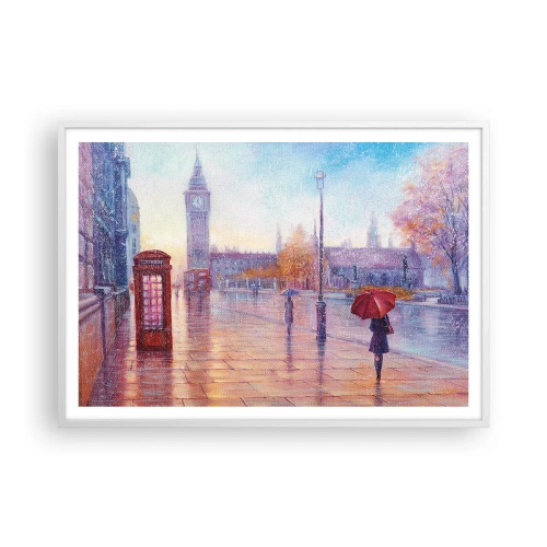 Affisch i vit ram - Höstdag i London - 100x70 cm