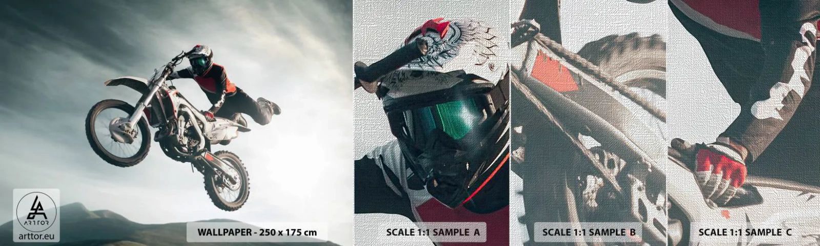 Provbit av fototapet Premium Canvas - No risk, no fun - Motocross, Motorcykel, Motorcyklist - 100x30 cm