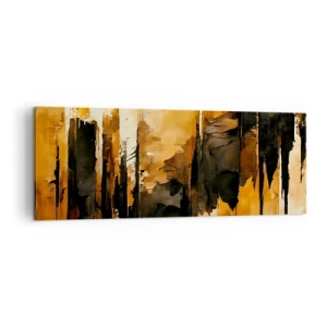 Canvastavla - Bild på duk - Harmoni av svart och guld - 140x50 cm