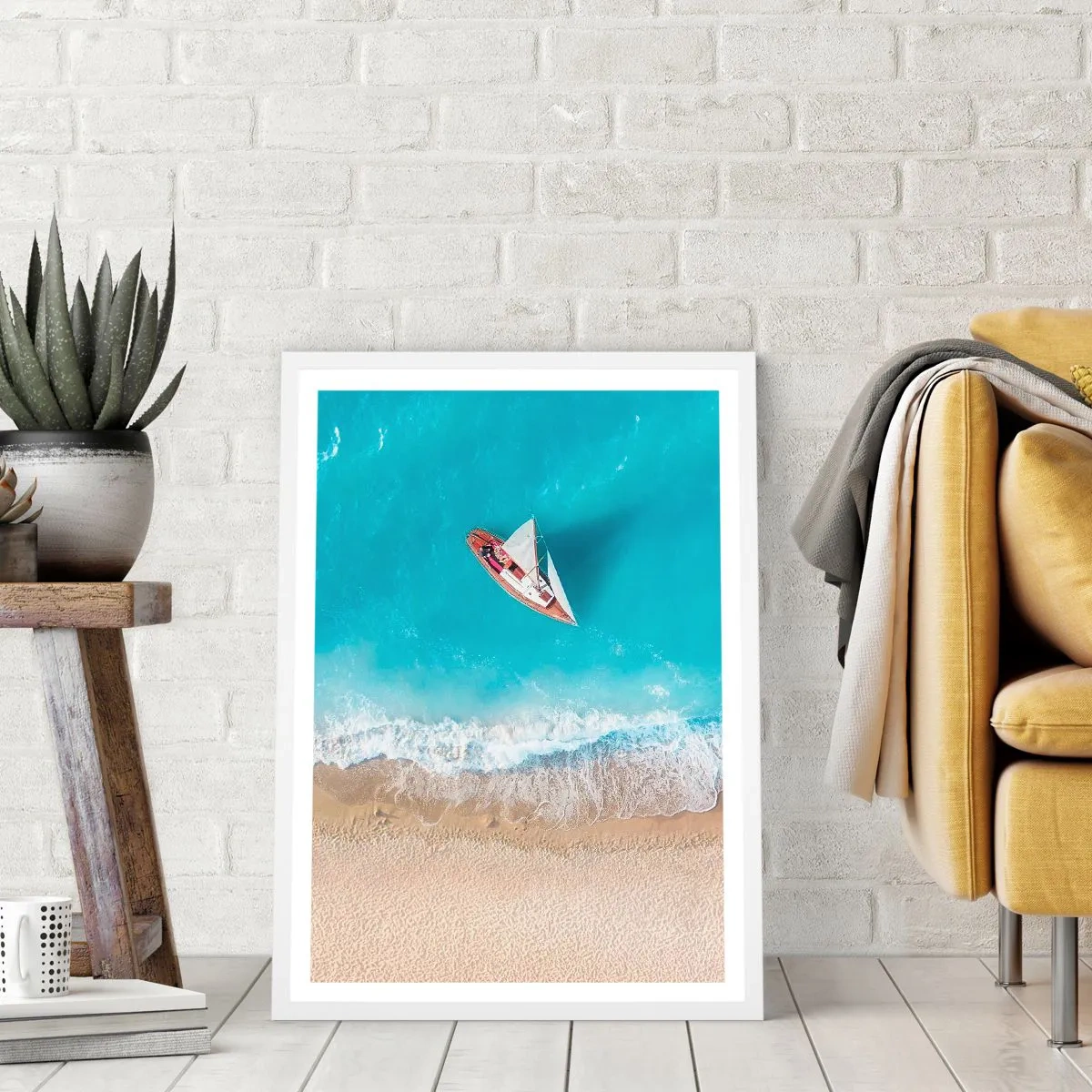 Affisch i vit ram - På gränsen mellan blå och guld - 61x91 cm