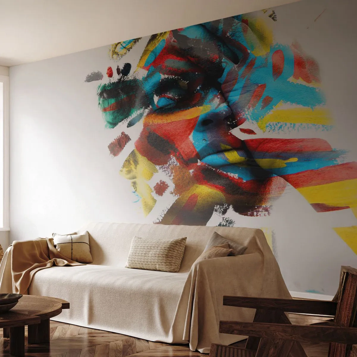 Fototapet Premium Canvas - Färgrik personlighet - Abstraktion, Bit, Grafik - 500x350 cm