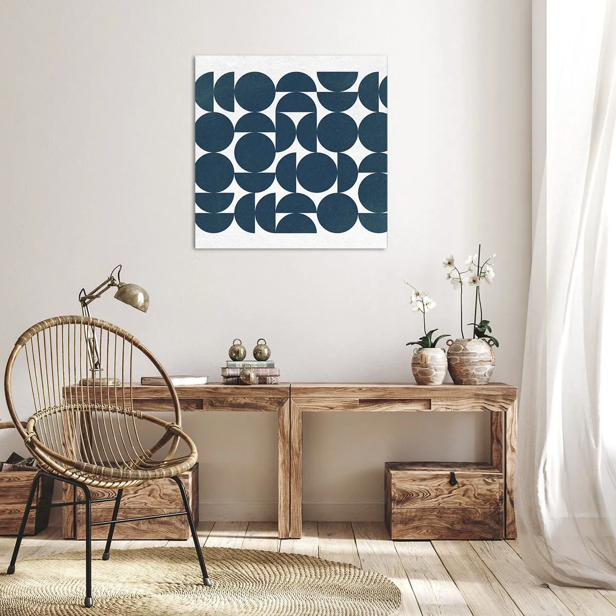 Canvastavla - Bild på duk - Cirklar och halvcirklar - 60x60 cm