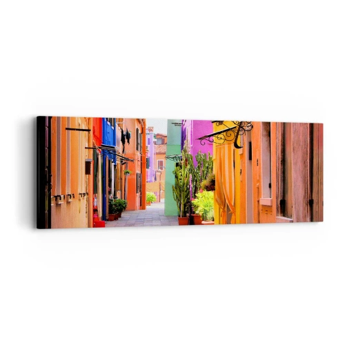 Canvastavla - Bild på duk - Regnbågsgränd - 90x30 cm
