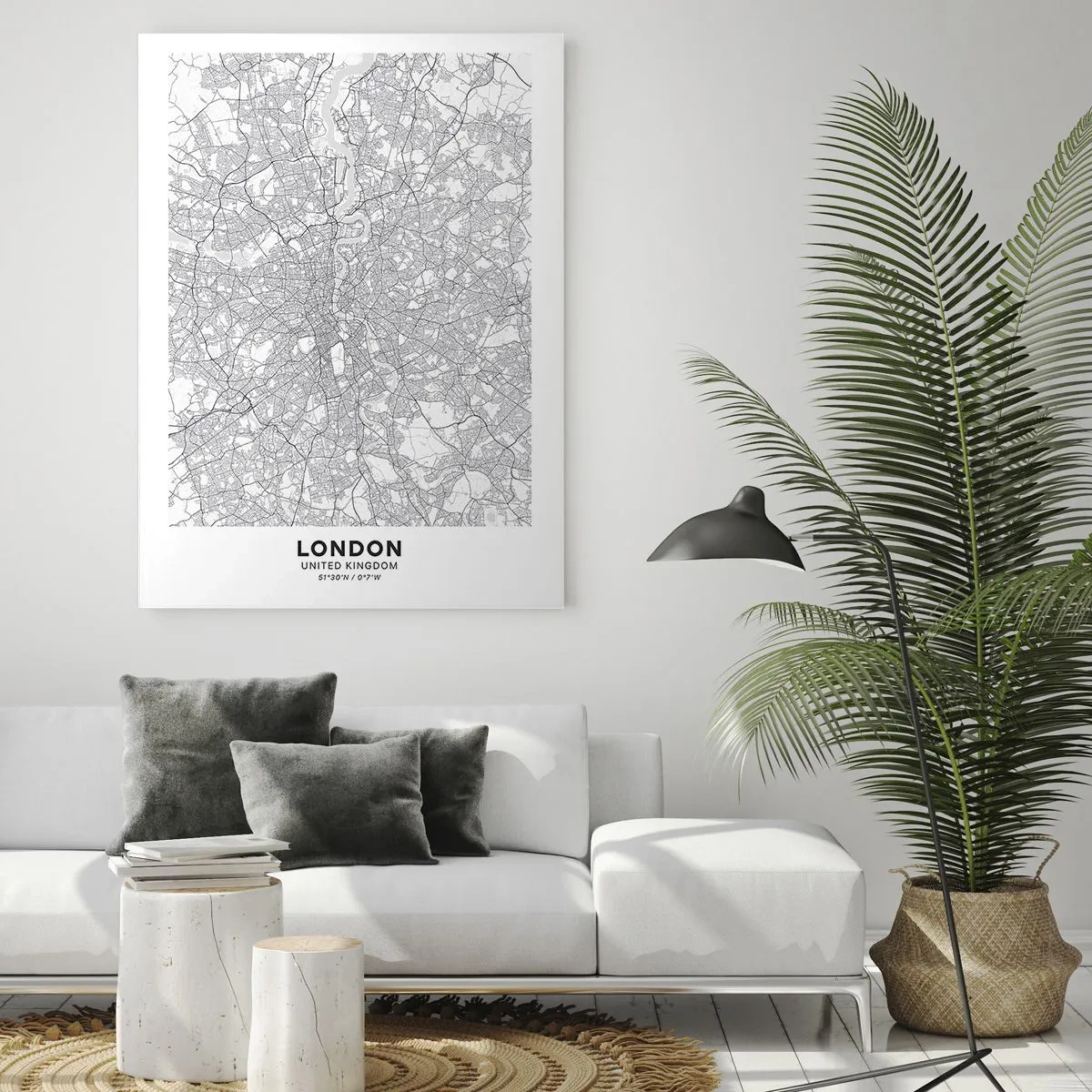 Glastavla - Bild på glas - Karta över London-labyrinten - 80x120 cm
