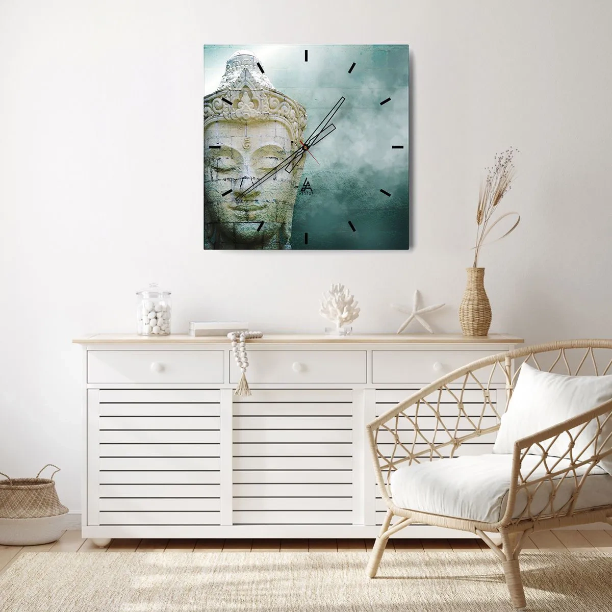 Väggklocka - Klocka på glas - På jakt efter ljus - 40x40 cm